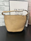 Woven Emerson Bucket Bag in Tan
