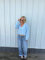 Emma Drop Shoulder V-Neck Sweater in Light Blue