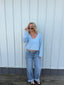 Emma Drop Shoulder V-Neck Sweater in Light Blue