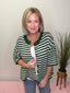 Evergreen Stripe Half Sleeve Cardigan Sweater 130 Sweaters- Ella Chic BoutiqueZenana