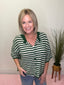 Evergreen Stripe Half Sleeve Cardigan Sweater 130 Sweaters- Ella Chic BoutiqueZenana