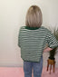 Evergreen Stripe Half Sleeve Cardigan Sweater 130 Sweaters- Ella Chic BoutiqueZenana