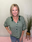 Evergreen Stripe Half Sleeve Cardigan Sweater 130 Sweaters- Ella Chic BoutiqueZenana