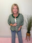 Evergreen Stripe Half Sleeve Cardigan Sweater 130 Sweaters- Ella Chic BoutiqueZenana