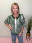 Evergreen Stripe Half Sleeve Cardigan Sweater 130 Sweaters- Ella Chic BoutiqueZenana