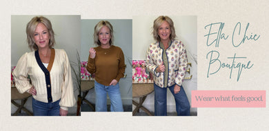 fall womens clothing autumn neutral rust brown cream cardigan sweater jacket ella chic boutique roanoke indiana 