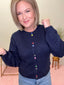 Fanciful Button Sweater Cardigan in Navy