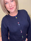 Fanciful Button Sweater Cardigan in Navy