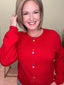 Fanciful Button Sweater Cardigan in Red