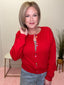 Fanciful Button Sweater Cardigan in Red 130 Sweaters - Ella Chic Boutique
