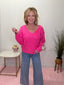 Fashion - Forward Bright Pink Knit Sweater 130 Sweaters - Ella Chic Boutique