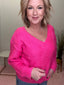 Fashion - Forward Bright Pink Knit Sweater 130 Sweaters - Ella Chic Boutique