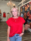 Feeling Cool Polka Dot Relaxed Top in Red