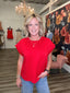 Feeling Cool Polka Dot Relaxed Top in Red