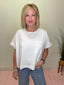 Feels Good Cropped Pocket Top in White shirt boxy textured spring summer cuffed oversized- Ella Chic Boutique VeryJ