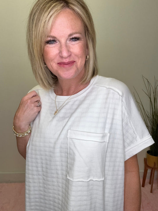 Feels Good Cropped Pocket Top in White