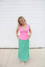 Floral Midi Skirt Green and Pink 180 Shorts & Skirts - Ella Chic Boutique