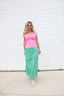 Floral Midi Skirt Green and Pink 180 Shorts & Skirts - Ella Chic Boutique