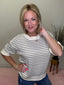 For Tomorrow Gray Stripe Short Sleeve Knit Top 110 Tops- Ella Chic BoutiqueBibi