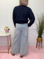 Free For All Denim Tie Front Pants Jeans wide leg trouser pleated miou muse ella chic boutique light wash