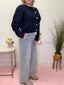 Free For All Denim Tie Front Pants Jeans wide leg trouser pleated miou muse ella chic boutique 