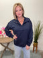 Funnel Neck Half Snap Button Sweatshirt in Navy 110 Tops - Ella Chic Boutique