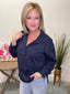 Funnel Neck Half Snap Button Sweatshirt in Navy 110 Tops - Ella Chic Boutique