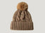 Fuzzy Knitted Pom Beanie Hats - LIGHT BROWN