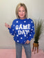 Game Day Polka Dot Graphic Sweatshirt in Royal Blue 110 Tops- Ella Chic BoutiqueKori America
