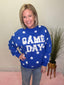 Game Day Polka Dot Graphic Sweatshirt in Royal Blue 110 Tops- Ella Chic BoutiqueKori America