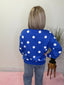 Game Day Polka Dot Graphic Sweatshirt in Royal Blue 110 Tops- Ella Chic BoutiqueKori America