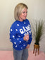 Game Day Polka Dot Graphic Sweatshirt in Royal Blue 110 Tops- Ella Chic BoutiqueKori America