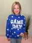 Game Day Polka Dot Graphic Sweatshirt in Royal Blue 110 Tops- Ella Chic BoutiqueKori America