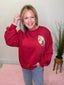 Game Day Sequin Football Sweatshirt in Red