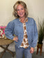 Gathered Detail Light Denim Jacket 140 Jackets - Ella Chic Boutique