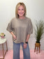 Gathered Short Sleeve Knit Sweater Top in Latte 110 Tops - Ella Chic Boutique