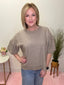 Gathered Short Sleeve Knit Sweater Top in Latte 110 Tops - Ella Chic Boutique