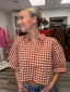 Gingham Cropped Button Down Shirt 110 Tops - Ella Chic Boutique