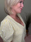 Gingham Yellow V-Neck Peplum Top 110 Tops- Ella Chic BoutiqueVine & Love