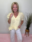 Gingham Yellow V-Neck Peplum Top 110 Tops- Ella Chic BoutiqueVine & Love