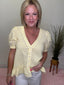 Gingham Yellow V-Neck Peplum Top 110 Tops- Ella Chic BoutiqueVine & Love