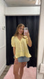 Gingham Yellow V-Neck Peplum Top 110 Tops- Ella Chic BoutiqueVine & Love