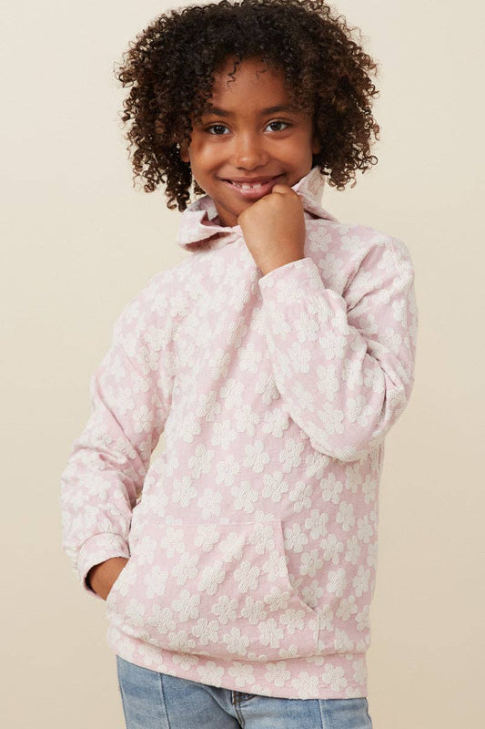 Girls Daisy Textured Stretch Knit Hoodie