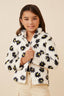 Girls Floral Print Mock Neck Fleece Jacket