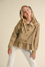 Girls Ruffle Hem Jacket in Tan 240 Kids Clothing - Ella Chic Boutique