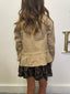 Girls Ruffle Hem Jacket in Tan 240 Kids Clothing - Ella Chic Boutique