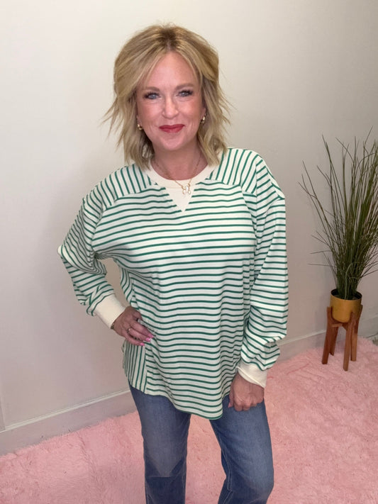 Go For Green Striped Top