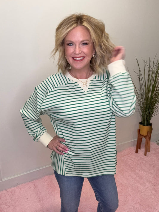 Go For Green Striped Top