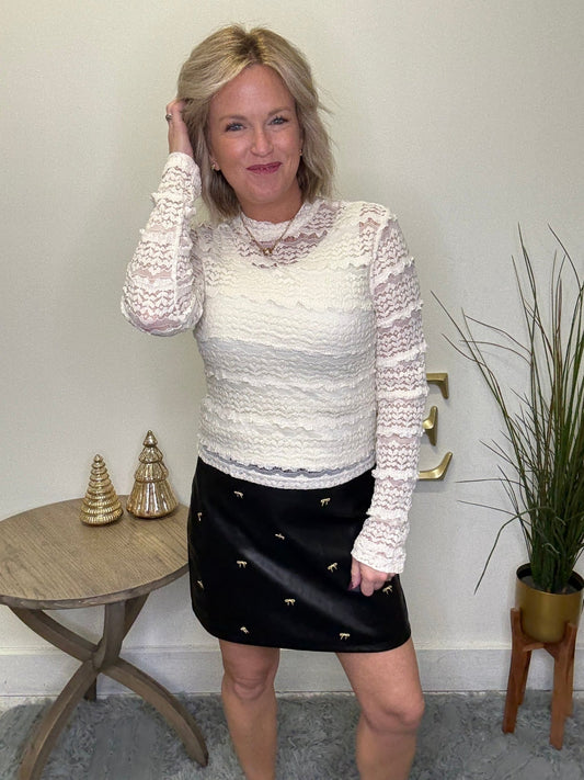 Gold Bow Detail Black Skirt