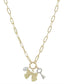 Gold Bow, Key, and Pearl Charm Necklace